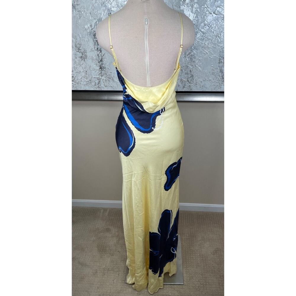 REBECCA VALLANCE Indigo Bloom Floral Gold Hardware Embellished Maxi Dress Size 0 - Picture 6 of 8